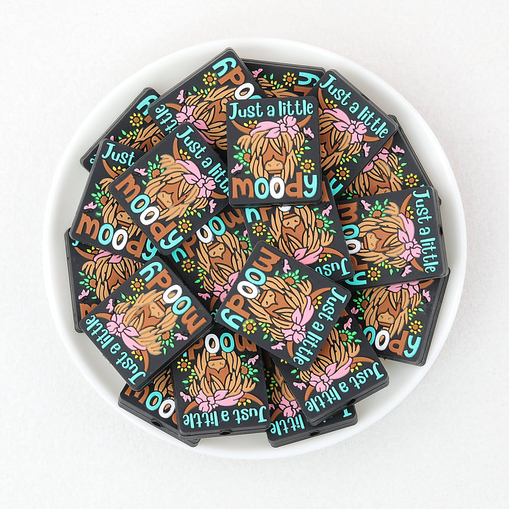 Just A Little Moody Square Silicone Focal Beads 20pcs