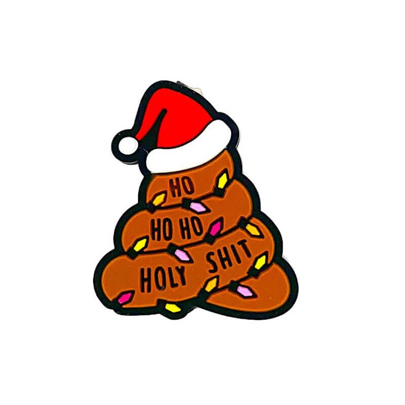 Silicone Focal Beads Christmas Poop Swirl Wearing Santa Hat 1pcs