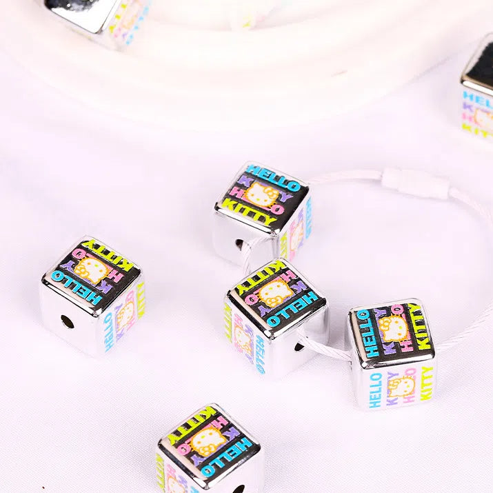 Cartoon Square Acrylic Beads 14-15.5mm Hello Kitty Printed 10pcs 2