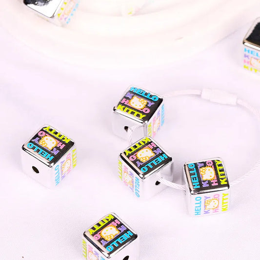 Cartoon Square Acrylic Beads 14-15.5mm Hello Kitty Printed 10pcs 2