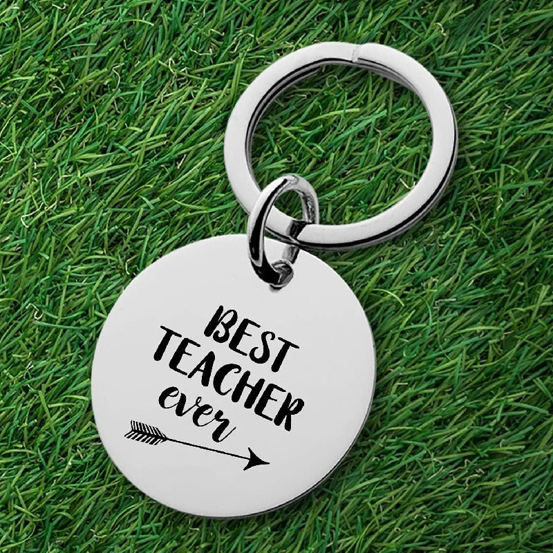 Stainless Steel Teacher Keychain Polished Silver Arrow Design 4