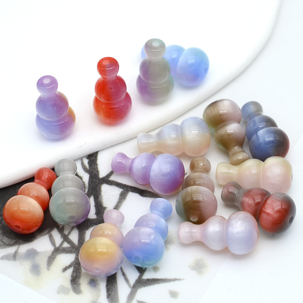 18mm Colorful Resin Gourd Shaped Beads Small Hole 10pcs 4