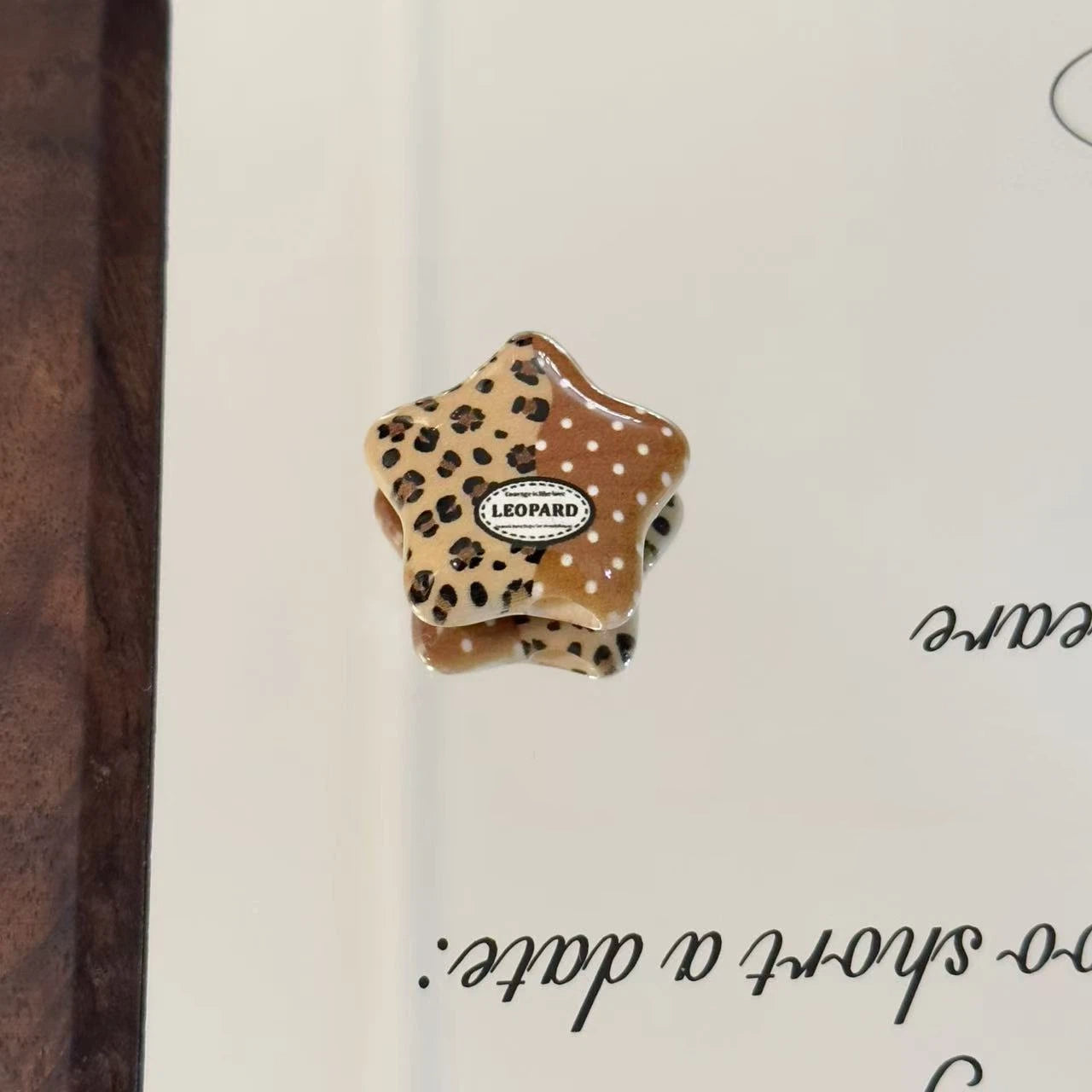Vintage Leopard Star Acrylic Beads 25mm Animal Print Mixed 10pcs 5