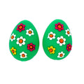 Silicone 3D Focal Beads Easter Egg Four Color Floral Accents