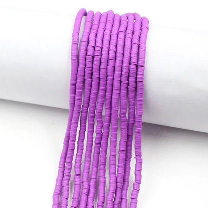 Flat Clay Beads 4mm Solid Color Polymer Disc 10strands 50