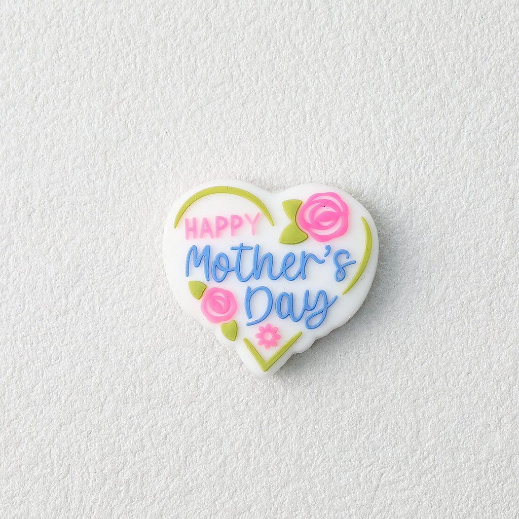 Mother's Day Heart Silicone Focal Beads 20 pcs