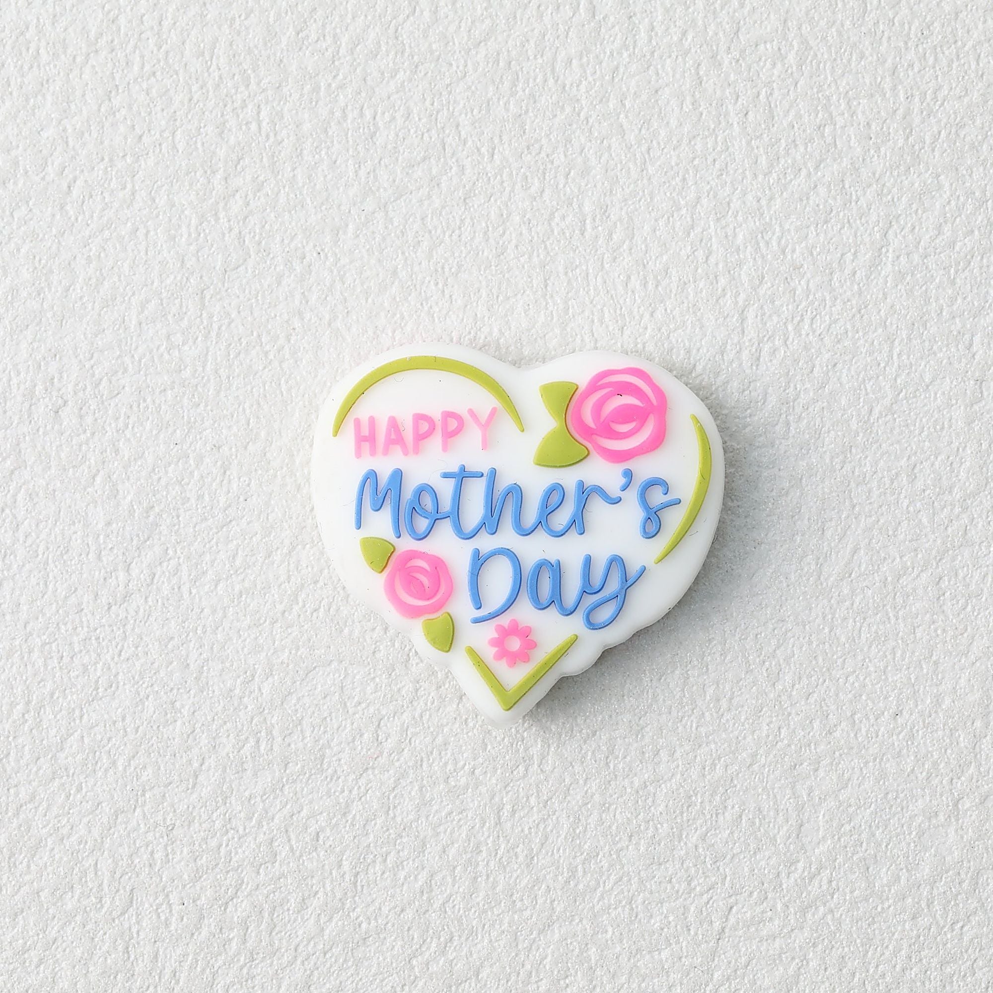 Mother's Day Heart Silicone Focal Beads 20 pcs