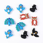 3D Bird Silicone Focal Beads Owl Peacock Cute Animal Charms 20pcs