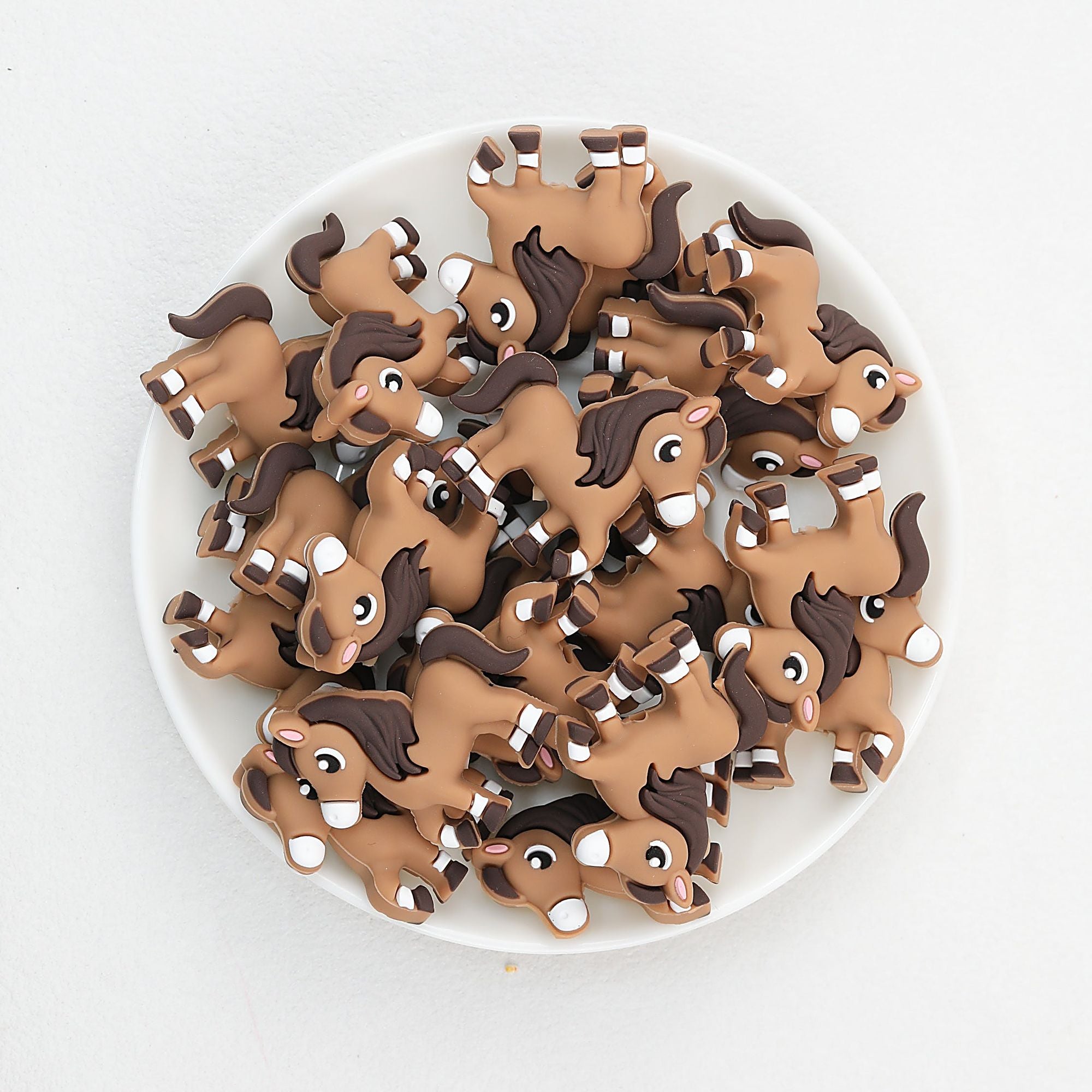 3D Brown Horse Shape Silicone Focal Beads 20 pcs
