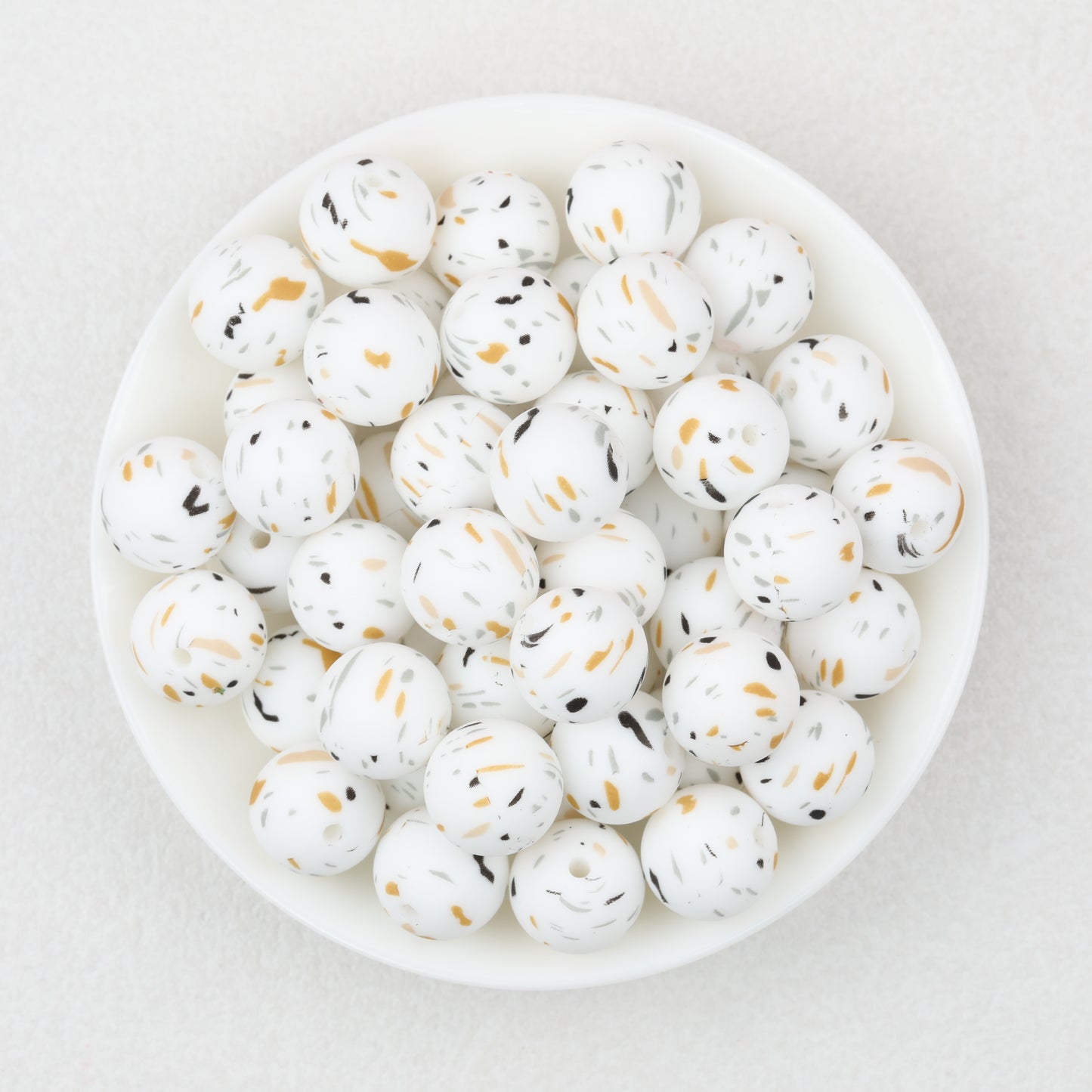 Colorful Pattern 15mm Silicone Round Beads 50pcs 4