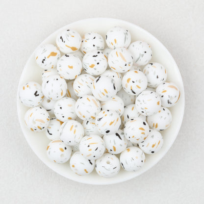Colorful Pattern 15mm Silicone Round Beads 50pcs 4