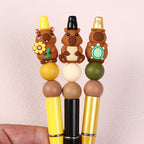 Silicone 3D Focal Beads Capybara Holding Books Flowers Turtles 20pcs 8