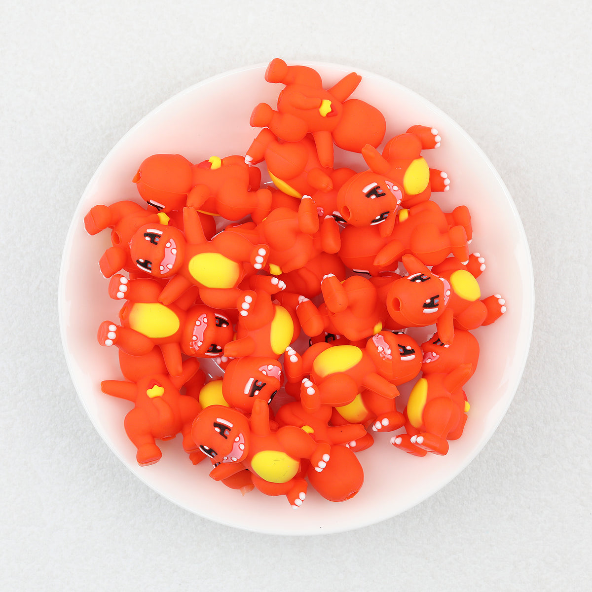 3D Cute Orange Fire Dinosaur Silicone Focal Beads 20Pcs  2
