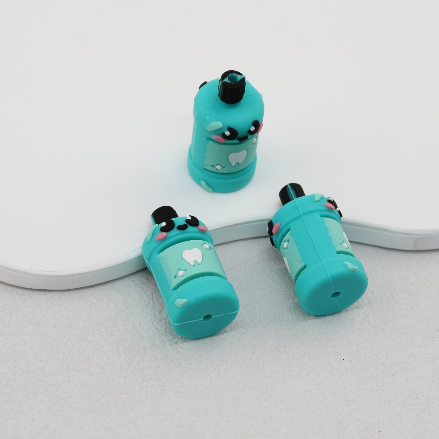 Silicone 3D Blue Mouthwash Bottle Focal Beads 20pcs 2