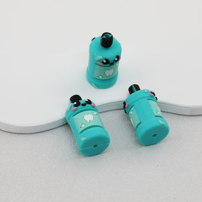 Silicone 3D Blue Mouthwash Bottle Focal Beads 20pcs 2