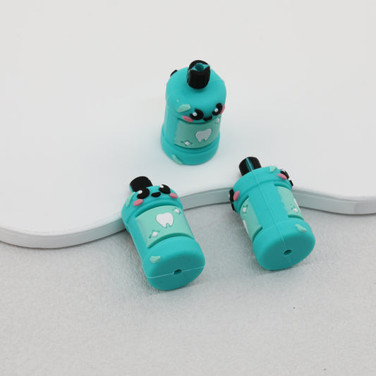 Silicone 3D Blue Mouthwash Bottle Focal Beads 20pcs 2