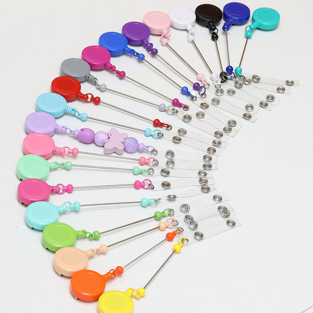 Beadable Badge Reels Retractable ID Keychain Clip