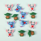 Silicone 3D Focal Beads Love Stitch Holding Heart with Yoda Robes 20pcs 4