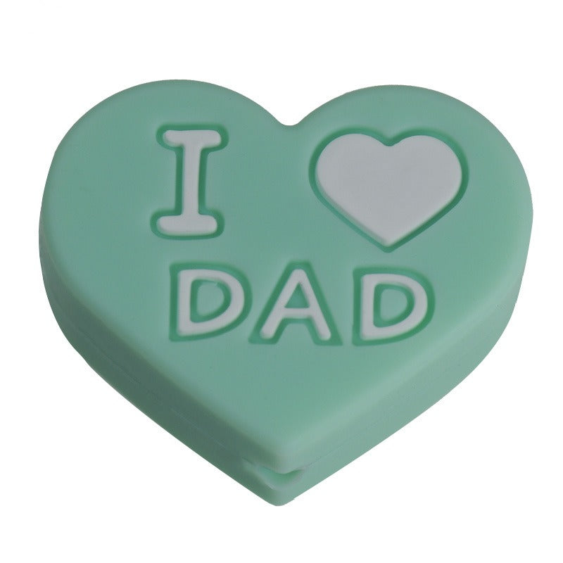 Love Heart Silicone Beads Printed Design 20pcs 12