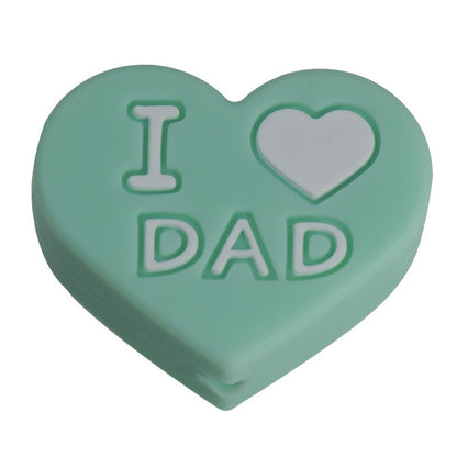 Love Heart Silicone Beads Printed Design 20pcs 12