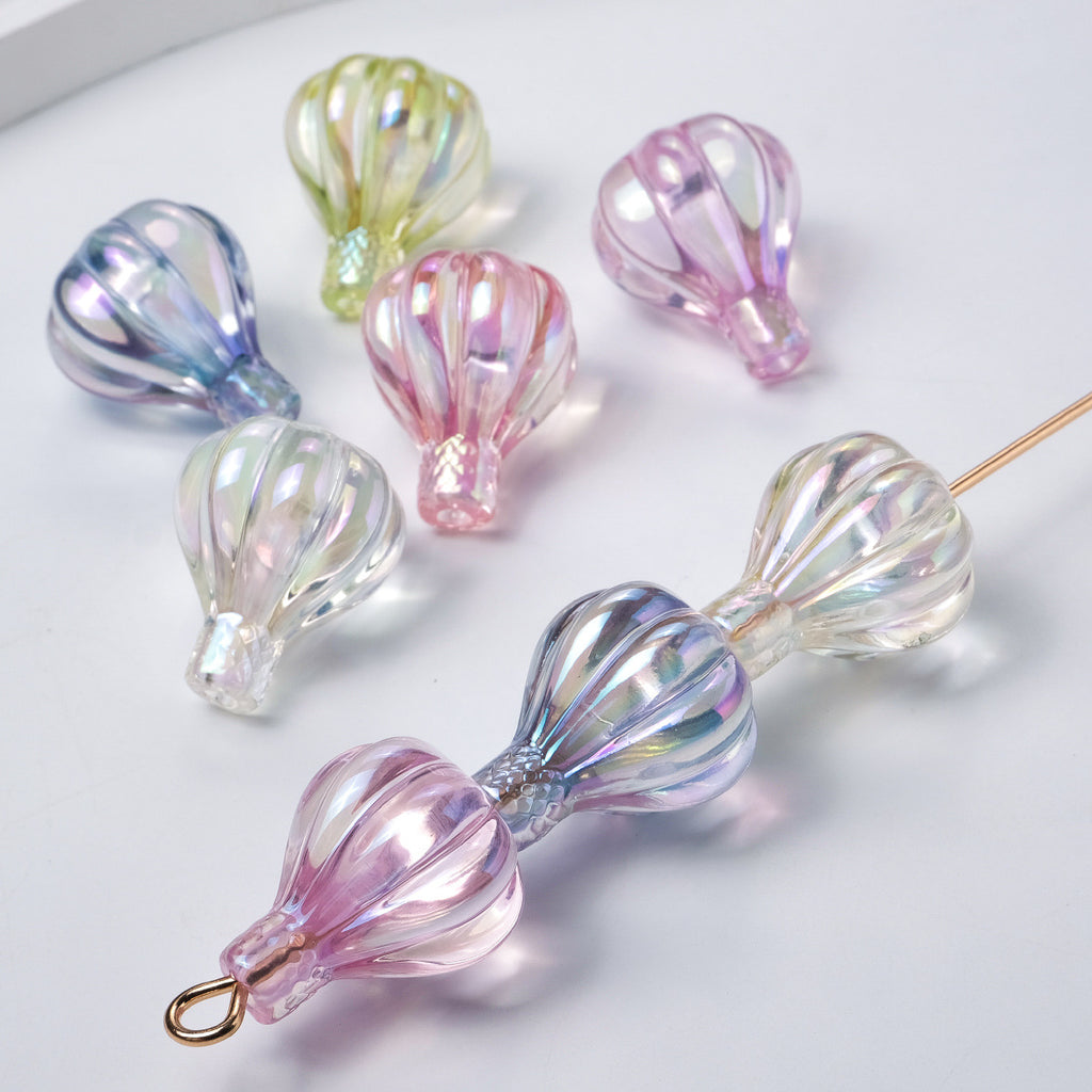High Transparency UV Plating Hot Air Balloon Acrylic Beads 25-30mm 10pcs