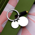 Stainless Steel Teacher Keychain Engraved Disc Pencil Cap Charm 3