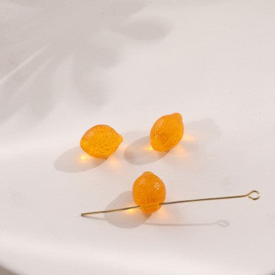 Czech Glass Lemon Glass Beads 14mm Textured Citrus 10pcs 10