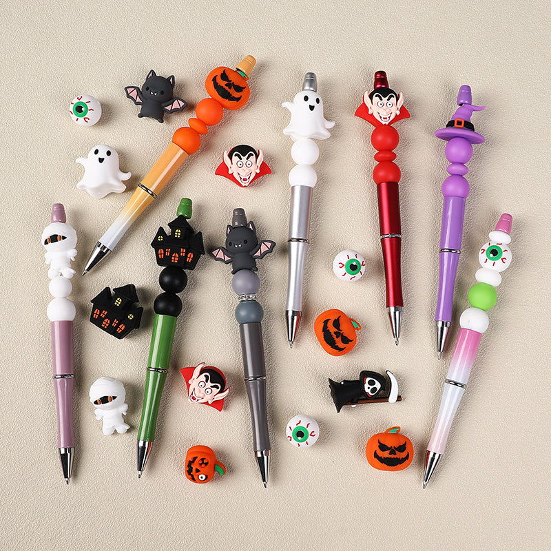 Silicone 3D Focal Beads Halloween Pumpkin Ghost Haunted House 20pcs 7