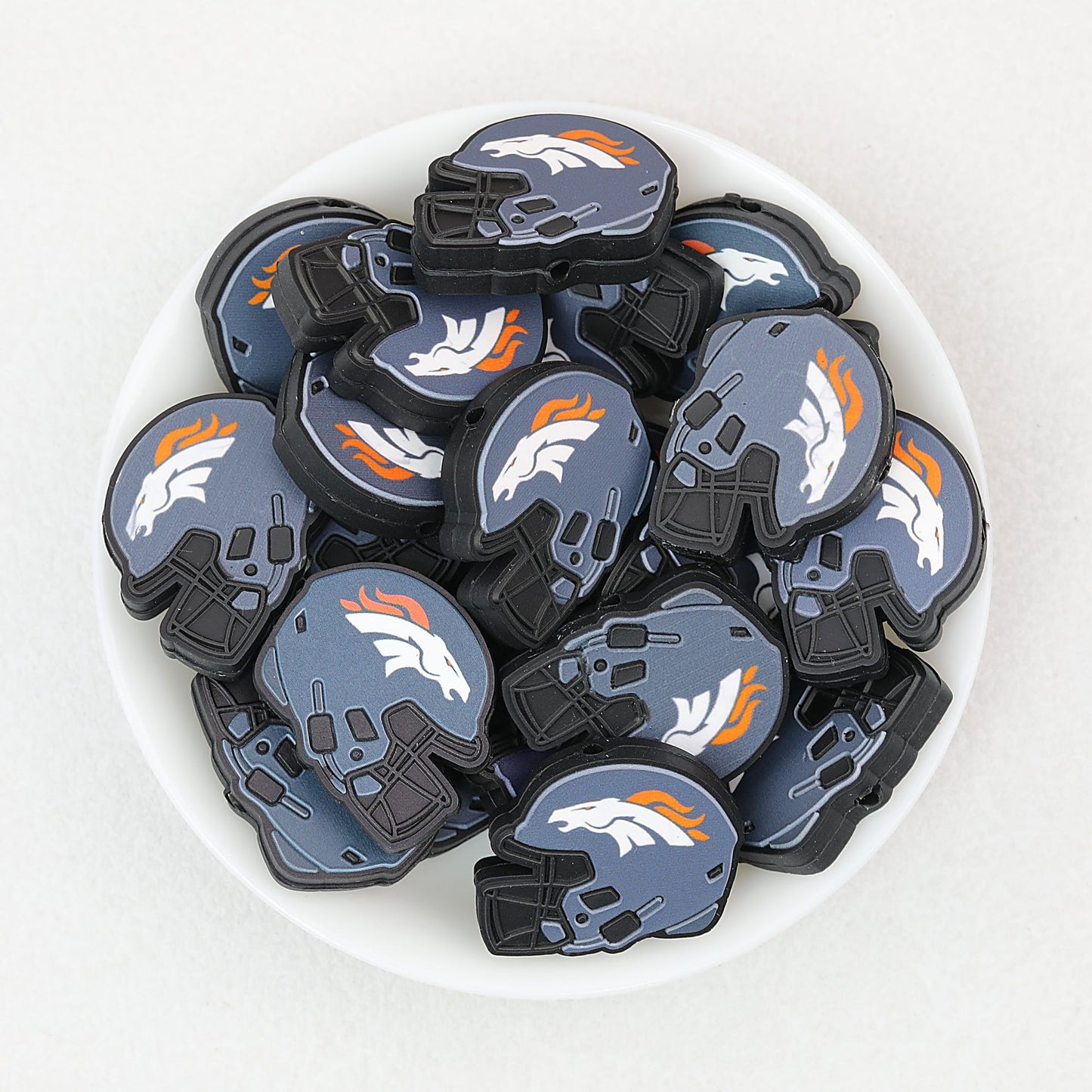 NFL Teams Helmet Silicone Focal Beads Printed Designs 20pcs - Denver Broncos