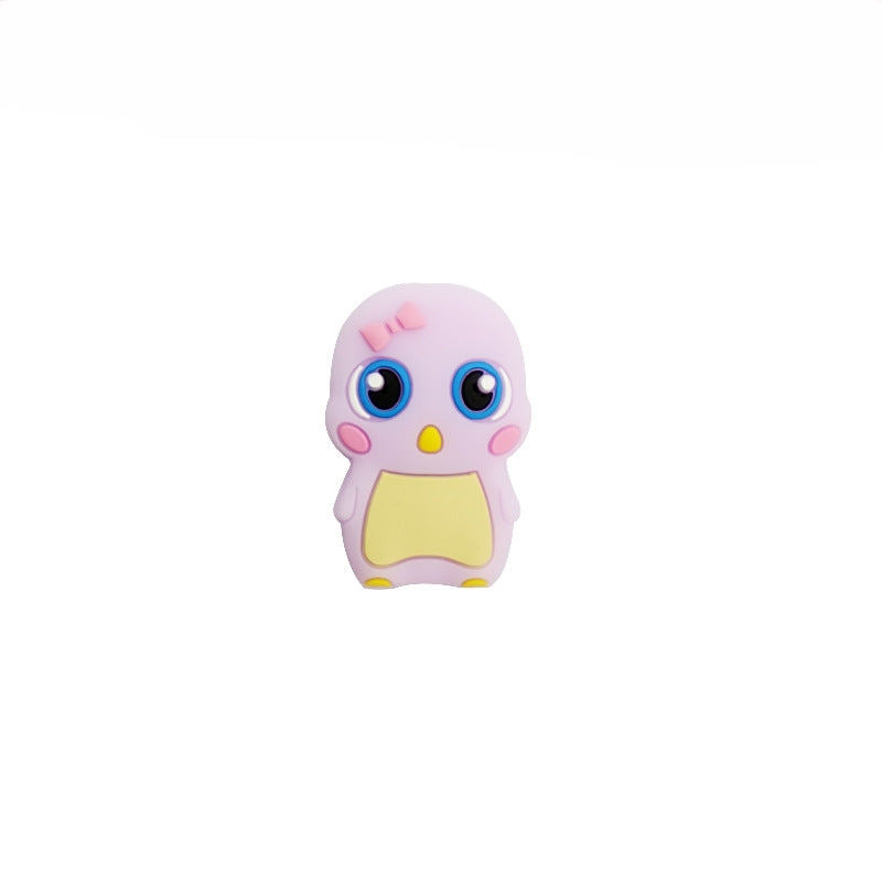 Silicone Focal Beads Little Duck Bowknot Big Eyes Pastel Colors 20pcs 7