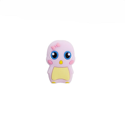 Silicone Focal Beads Little Duck Bowknot Big Eyes Pastel Colors 20pcs 7
