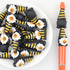 3D Halloween Yellow Striped Hat Dwarf Silicone Focal Beads 20Pcs 