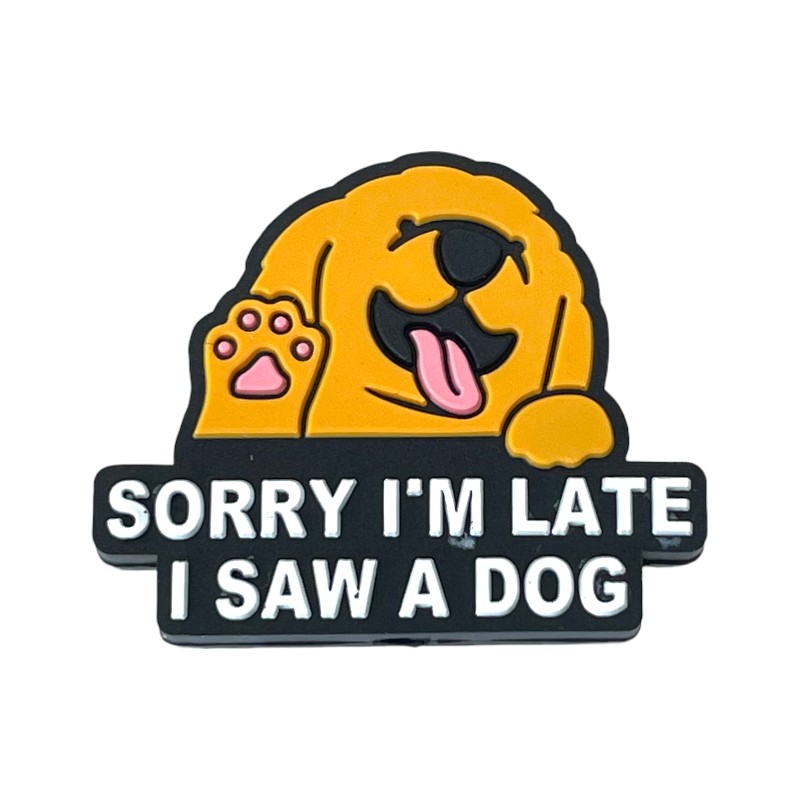 Silicone Focal Beads Dog Sorry I'm Late Quote Tongue Out 20pcs