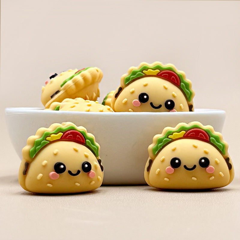Silicone 3D Taco Focal Beads Camel Color 20pcs 4