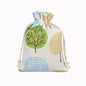 Cotton Linen Drawstring Pouches 10x14cm Animal and Botanical Prints 2pcs 22