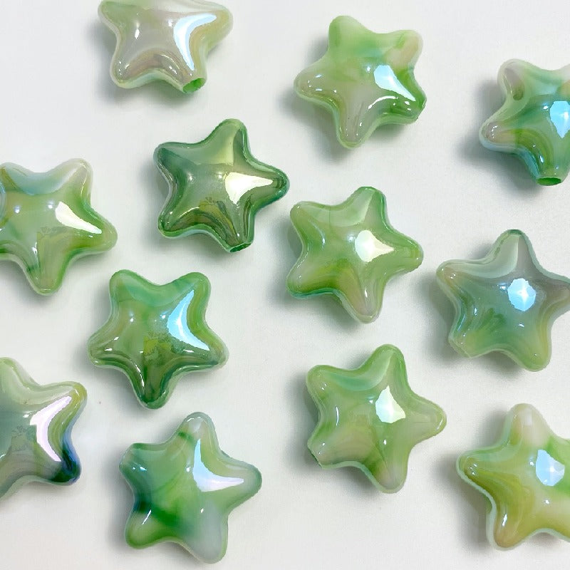 UV Finish Gradient Star Acrylic Beads 22x10mm Multicolor Pastel 50pcs 9