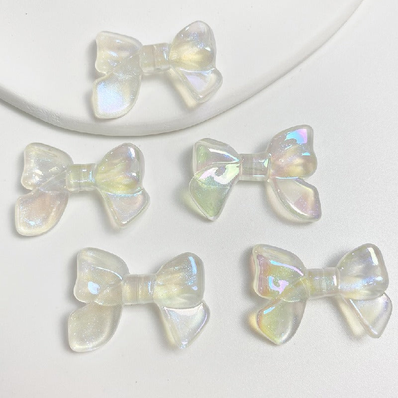 Glow Bowknot Acrylic Beads 24x32mm Iridescent Light In The Dark 10pcs 6