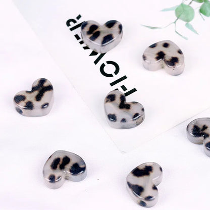 Leopard Pattern Heart Star Flower Resin Beads 15-19mm Glossy 10pcs 7
