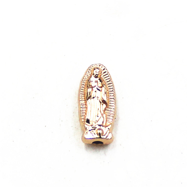 Portrait Metal Beads 13mm KC Gold Virgin Mary Embossed 100pcs 2