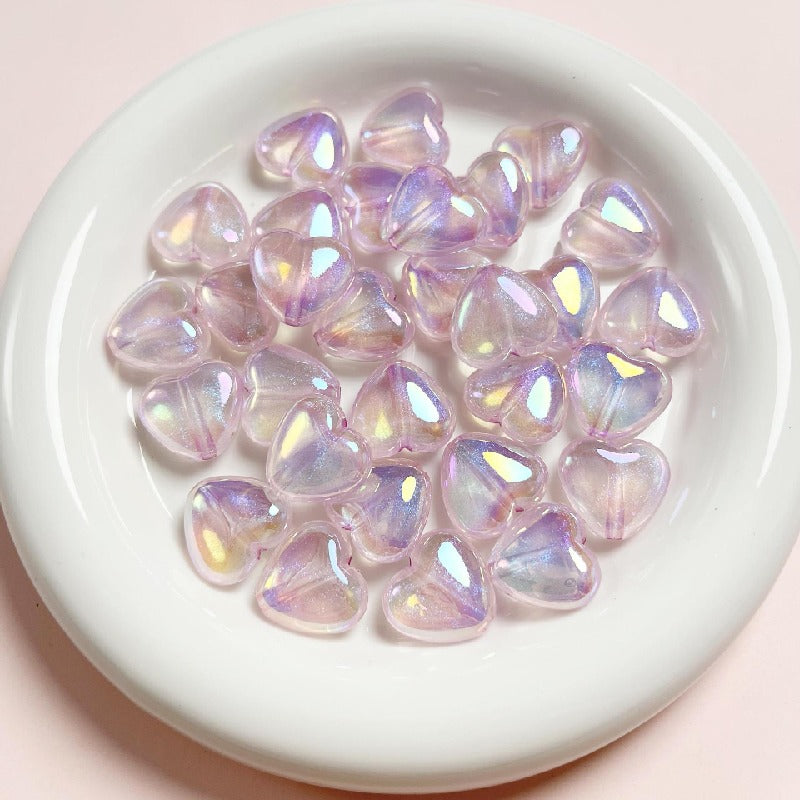 Transparent Heart Acrylic Beads 17x19mm Pastel Iridescent 10pcs 5