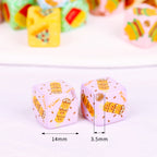 Burger Fries Printed Acrylic Square Beads 14mm Diagonal Hole 10pcs 3