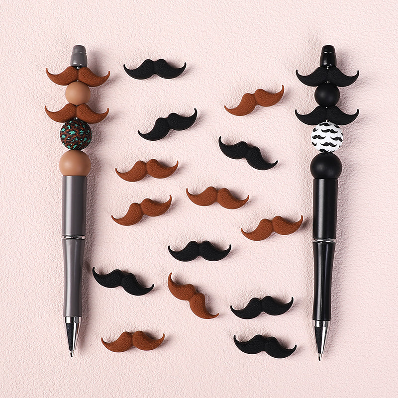 Silicone Focal Beads Beard Handlebar Mustache Textured Curved 20pcs 13