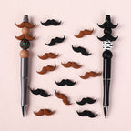 Silicone Focal Beads Beard Handlebar Mustache Textured Curved 20pcs 13