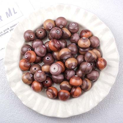 Cute Chestnut Acrylic Beads 13x16mm Painted Smile Face 20pcs 5