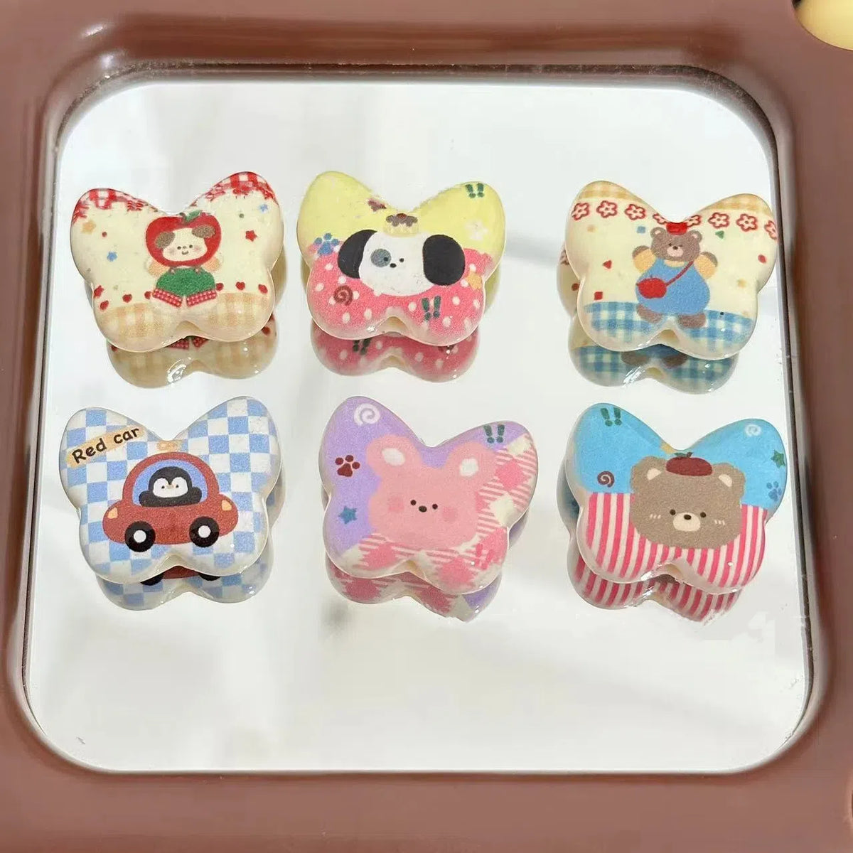 Butterfly Acrylic Beads 25mm Puppy and Penguin Pattern Matte 10pcs