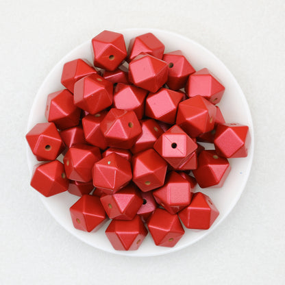 14mm Metallic Hexagon Silicone Beads 50pcs 7