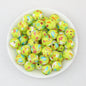 Easter Pattern 15mm Silicone Beads Printed Design 50pcs - Green