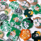 Mixed Shaped Acrylic Beads Double-Sided Starbuc Design 50pcs 2