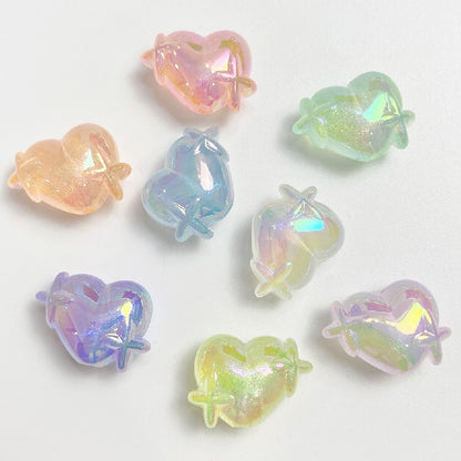 UV Finish Heart Star Acrylic Beads 14x20mm Glow In The Dark 50pcs 14