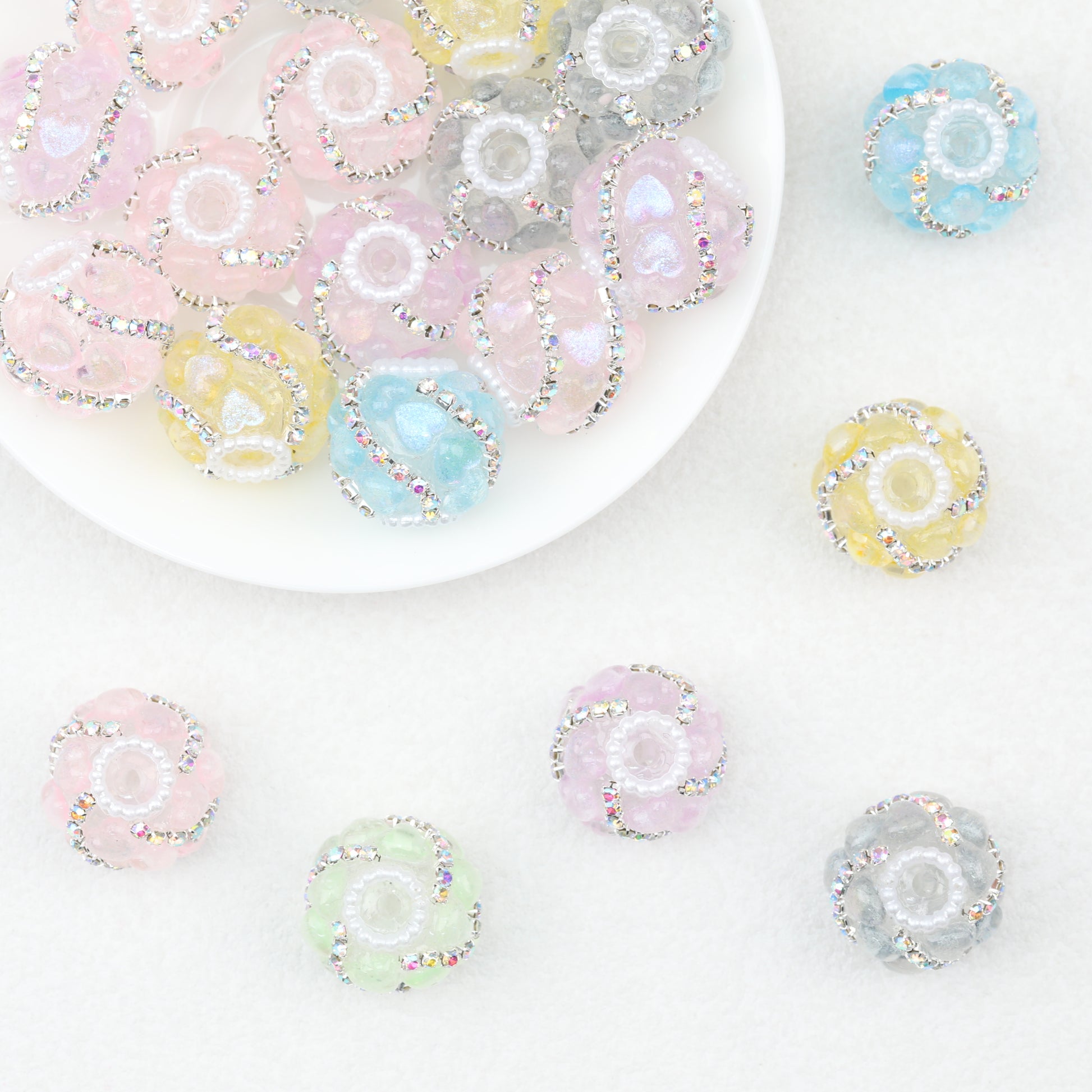 Shimmer Heart Strip Enlaced Acrylic Beads 20mm 10pcs